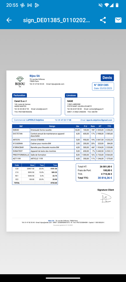 Document Signé Screenshot